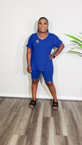 CUTTIE V-NECK SHORTS LOUNGE SET (Royal Blue)